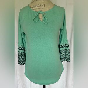St. John’s Bay Womens 3/4 Sleeve Tunic Blouse in Seafoam Green/Navy Sz S